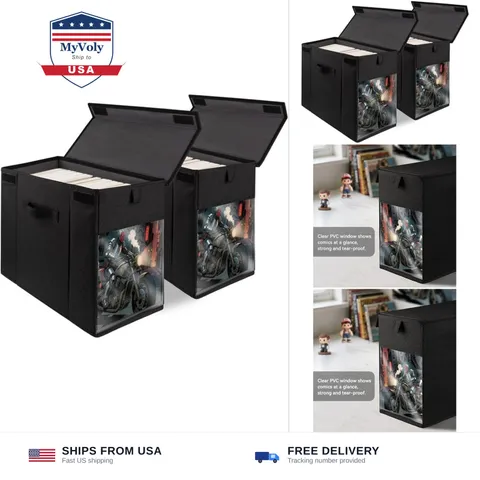 2 Pack Comic Book Storage Box with Lid for Modern Age, Collapsible Magazine O...