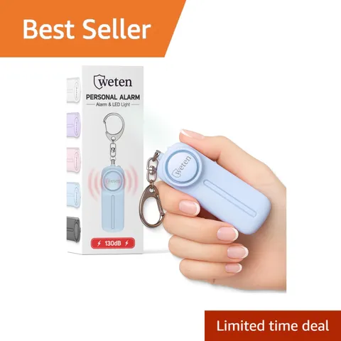 WETEN Personal Safety Alarm Keychain Blue 130dB Siren LED