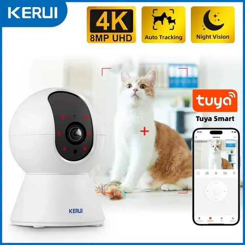 Wifi IP Pets Camera Home Security Dog Cats Camera Tuya Smart 4K 8MP HD Video Nig