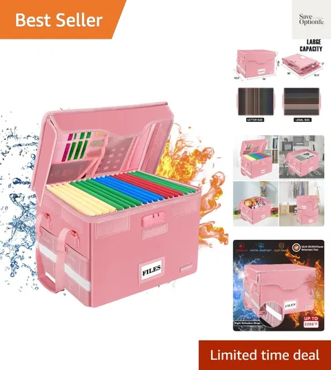Fireproof Document Box with Lock,File Storage Organizer with Zipper Pockets,C...
