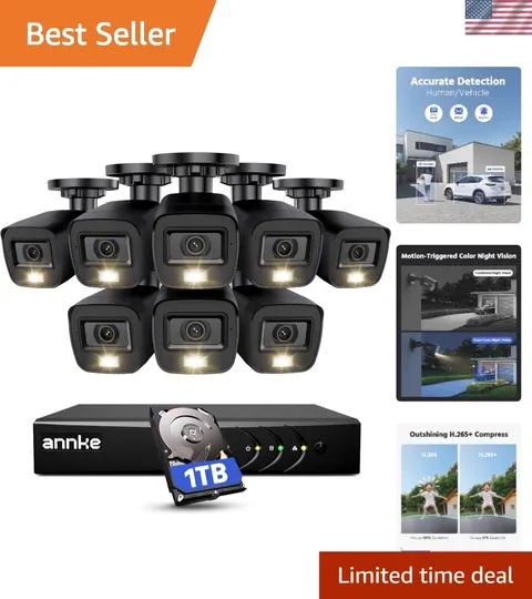 3K Lite Wired Security Camera System with AI Human/Vehicle Detection & 1TB HDD