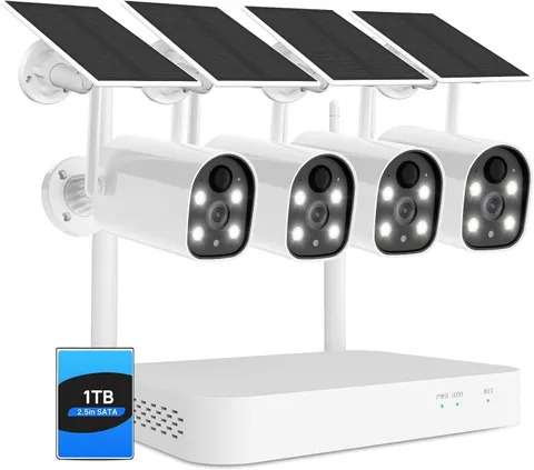 10-Channel Solar Wireless Security Camera System with AI Detection & Night Visio