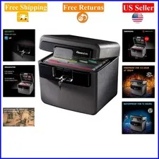 Black Fireproof Waterproof Safe, 14.3x15.5x13.5 in, Key Lock, HD4100