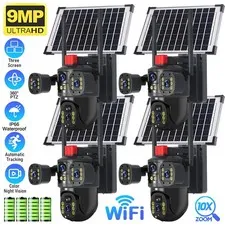 4 Camara De Seguridad Solar WIFI Inalambricas Para Exterior Con Vision Nocturna