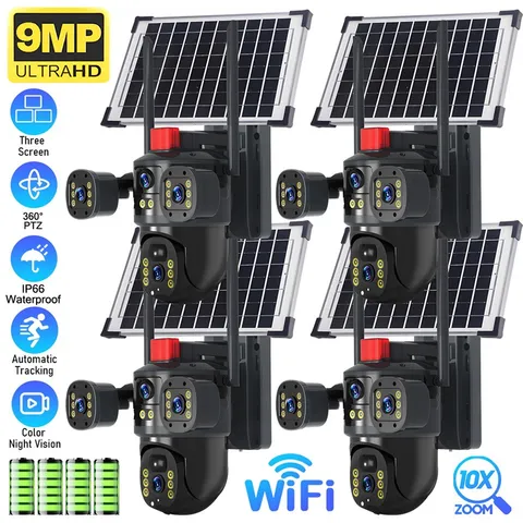 4 Camara De Seguridad Solar WIFI Inalambricas Para Exterior Con Vision Nocturna
