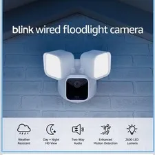 Blink Wired Floodlight Camera – Smart Outdoor Security Camera, 2600 lumens Alexa