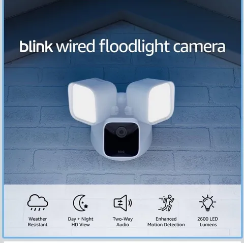Blink Wired Floodlight Camera – Smart Outdoor Security Camera, 2600 lumens Alexa