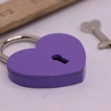 Mini Heart Padlock with Key for Jewelry Box Storage Box Diary Book 45mm x 59mm