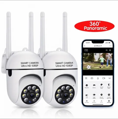 2pcs 1080p HD Security Wifi 360º Cameras With Motion Detection & Two Way Audio