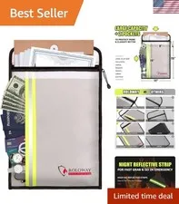 Fireproof Document Bag 15 x 11 inch with 2 Pockets, Fire Safe Envelope Bag fo...