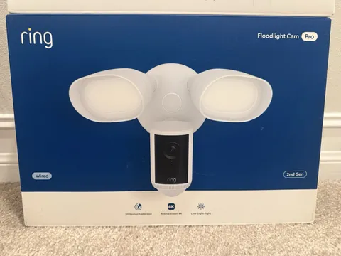New Ring Floodlight Cam Pro Wired 2nd Gen (Newest Model) Retinal 4K - White