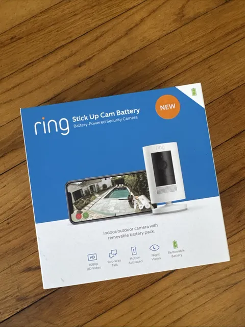 Ring Stick Up Cam Battery 1080p HD WiFi Security Camera White