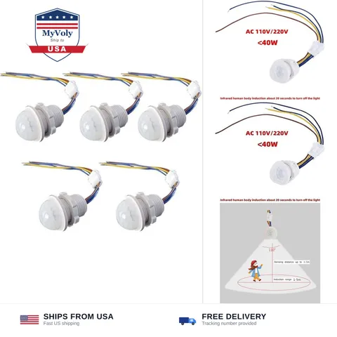 5/10Pcs PIR Infrared Motion Sensor Detector Smart Switch 110V Light Switch Au...