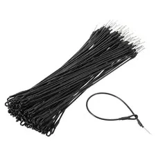 100Pcs Security Tags Lanyards Wire Loop (8", Black), Steel Wire Cable Loop