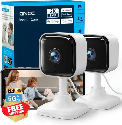 GNCC 2K Indoor Camera for Home Security with Phone App 5G/2.4G WiFi Pet Cam |...
