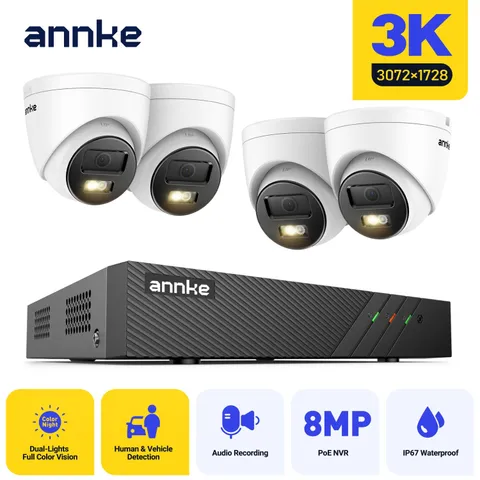 ANNKE 8CH 4K NVR POE 5MP Audio Security IP Camera System Outdoor AI Color Night