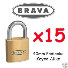 Padlocks x15  KEYED ALIKE BRAVA 40mm  High quality BULK LOT
