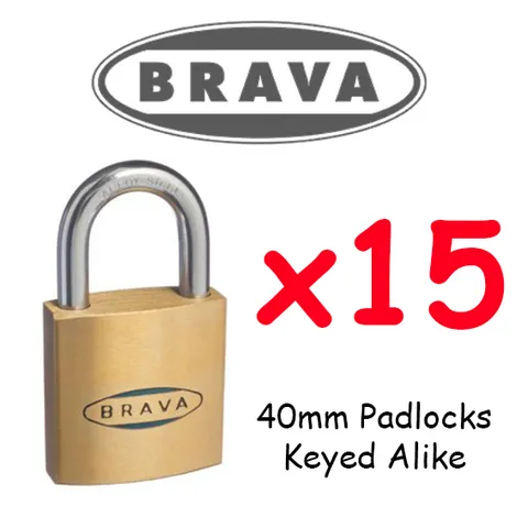 Padlocks x15  KEYED ALIKE BRAVA 40mm  High quality BULK LOT