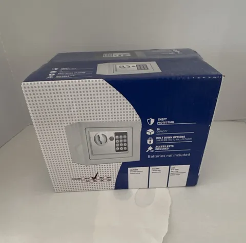 6L Digital Electronic Keypad Safe, Override Keys, Bolt-Down, Blue/White