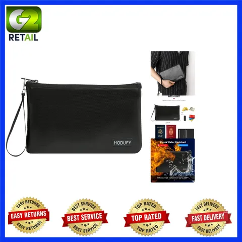 Stylish Fireproof Document Bag - Secure A5 Cash & Valuables with Zipper Closure