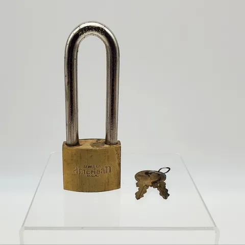 American 60 Series Padlock 3-1/8" L x .375" D Shackle 1-3/4" Brass Body USA Made