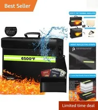 Secure 6500°F Document & Money Bag with Reflective Strip and Detachable Wallet