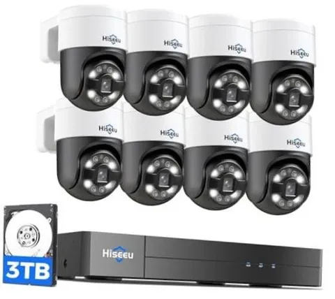 [300° Pan 90° Tilt + Human Tracking]  4K PoE Camera Black POE Camera System