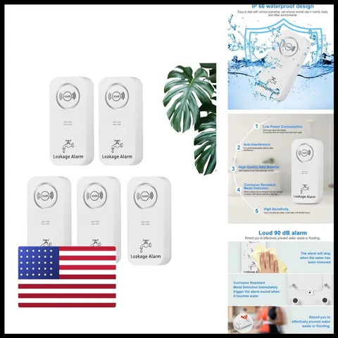 Towode Water Detectors Wireless 90Db Adjustable Audio Alarm Sensor Sensitive