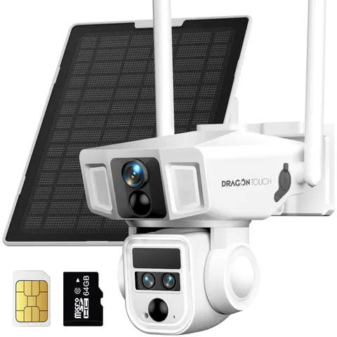 Dragon Touch 4G Cellular Security Camera 4K, Wireless Solar Outdoor Camera Tr...