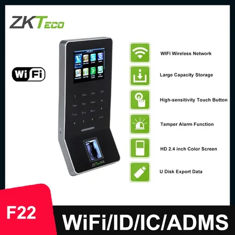 ZKTeco F22 TCP/IP WiFi 2.4'' Biometric Fingerprint Door Access Time Attendance