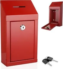 Metal Donation Box-Suggestion Box with Slot and lock-Cash Lock box for Money-...