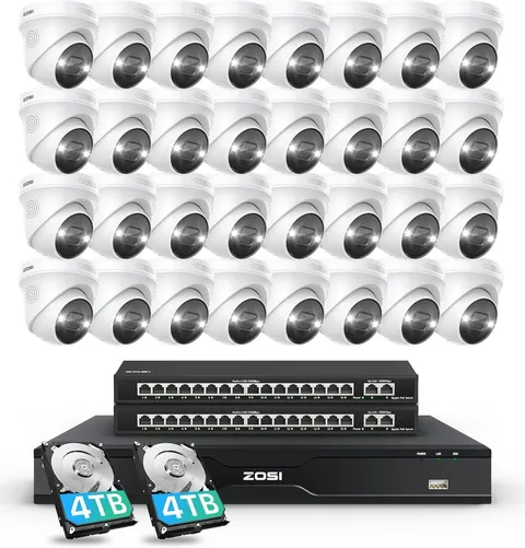ZOSI 32 x 4K POE NVR Spotlight Outdoor Camera System Person Vehicle Detection