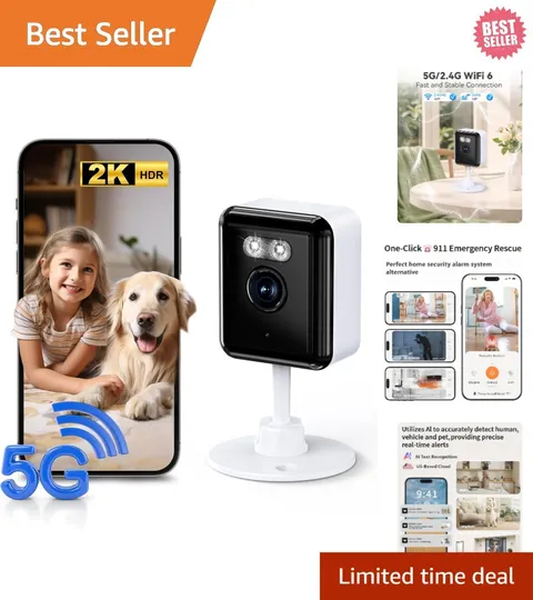 Portable 2K Mini Security Camera with Two-Way Talk & Smart Home Compatibility
