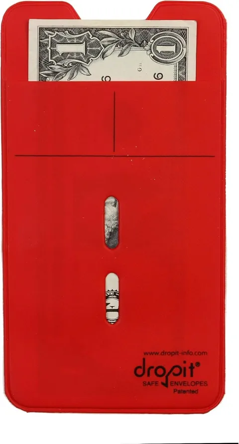 UBICON Reusable Vinyl Safe Deposit Envelope, Red, Size 100 | Secure Cash Handlin