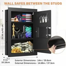 25.6" Tall Wall Safe Between Studs Fireproof Combination Lock