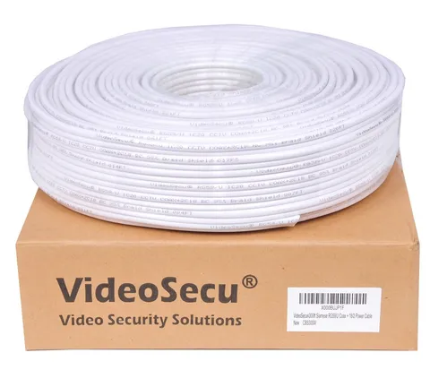 VideoSecu RG59 /U Siamese CCTV Combo Coaxial Cable 500 feet, White