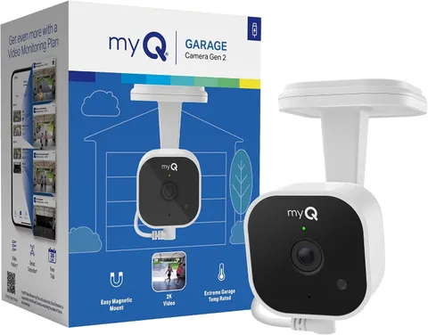 2K Smart Wi-Fi Garage Camera with Night Vision, Wide-Angle Lens