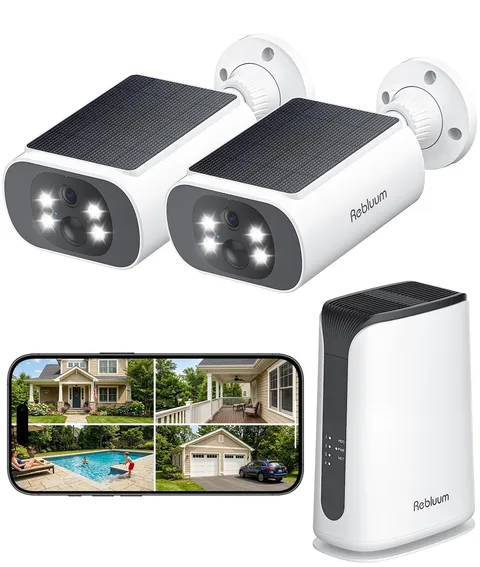 Rebluum 4MP Solar Security Cameras Wireless Outdoor, No Subscription White