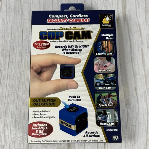 Atomic Beam Cop Cam Mini Wireless Security Camera with Memory Card New Sealed