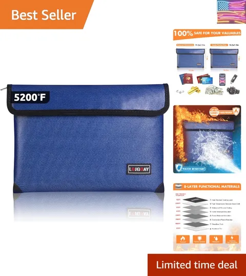 Fireproof Document Bag - with 5200°F Heat Insulated, Waterproof Fireproof Bag...