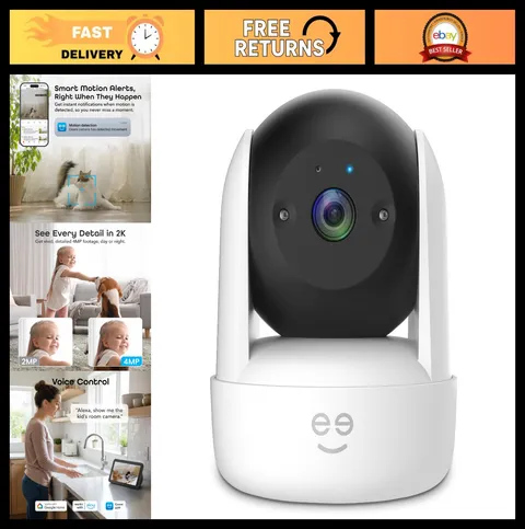 3MP Smart PTZ Security Camera, 2K HD, Pan & Tilt, Auto-Follow, WiFi Surveillance