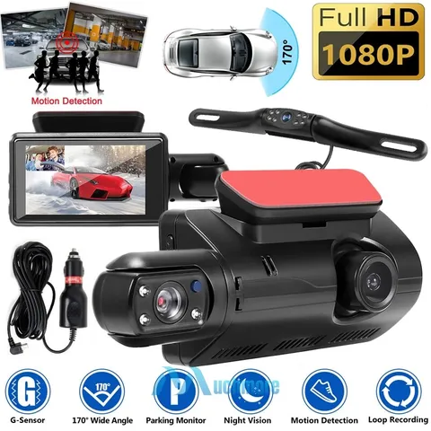 Camara De Seguridad Para Carro Auto 2 lenses Delantero/Trasero/Interior Dash Cam