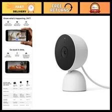 Indoor Security Camera 1080p Wired - 2nd Gen Smart Home Surveillance - White