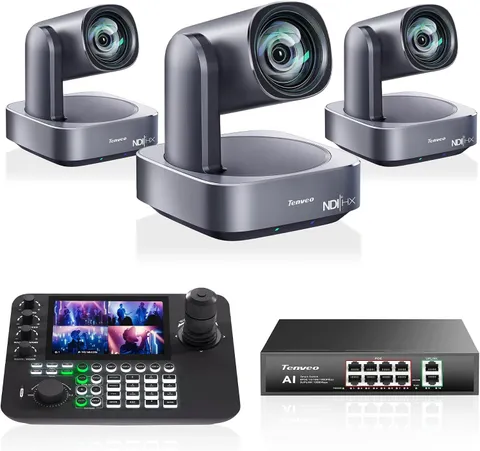 4K PTZ Camera and Conroller Bundle/Kit - 3-Pack 12X Optical Zoom NDI AI Tracking