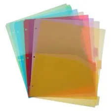 8pcs Plastic Binder Dividers with Pockets, 3-Hole Punched, Sturdy & Colorful