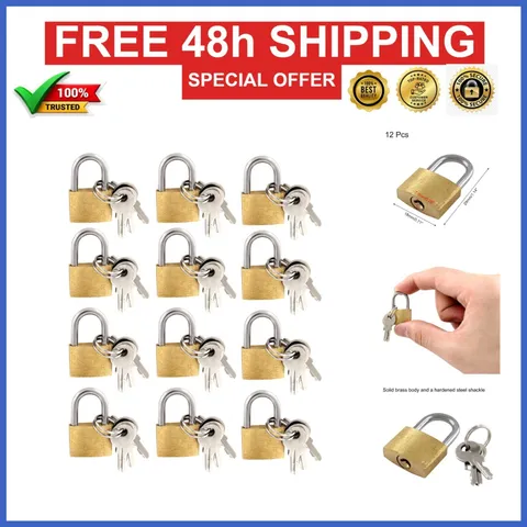 Litoexpe 12 Pieces Mini Brass Padlocks with Keys for Luggage & Lockers