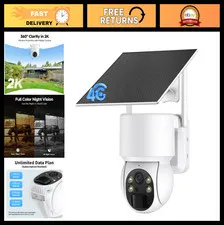 2K Solar Wireless Outdoor Security Camera - 360° View, Color Night Vision, 4G LT