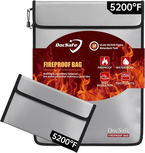 Fireproof Document Bag (5200℉) with Fireproof Organizer Travel Case,Heat Insulat