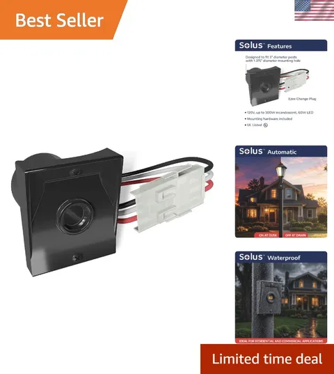 Reliable Dusk-to-Dawn Sensor with Ezee Plug - 120V for Outdoor Light Fixtures