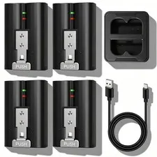 4-Pack Replacement Battery with Charging Station for Ring Video Doorbell 2/3/...